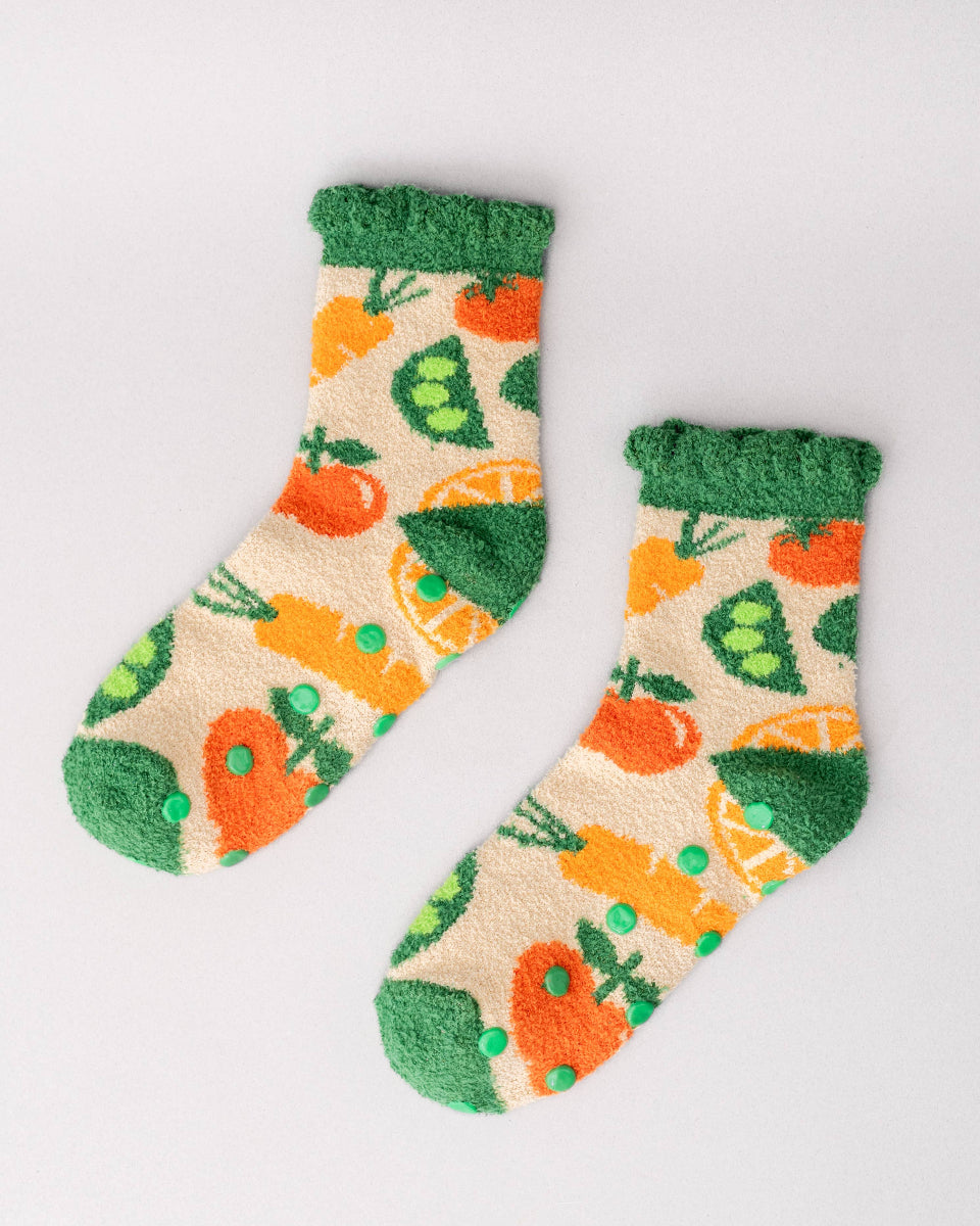 Veggies Fuzzy Cozy Grip Socks