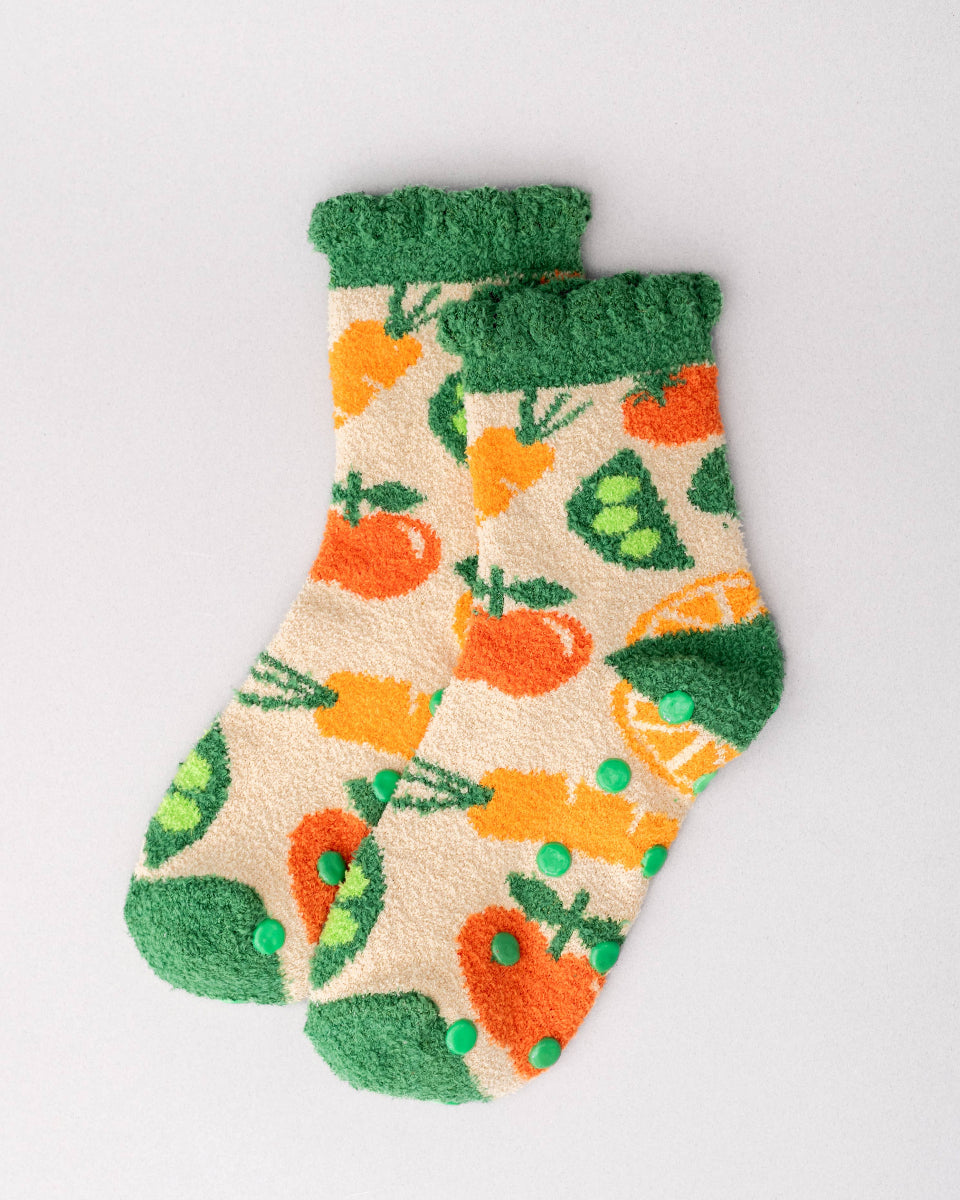 Veggies Fuzzy Cozy Grip Socks