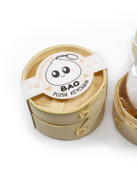 The cute steamer packaging for the bao kawaii keychain.