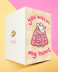 "You Warm My Heart" Kawaii Bunny in Winter Wear Greeting Card - 3.5" x 5"