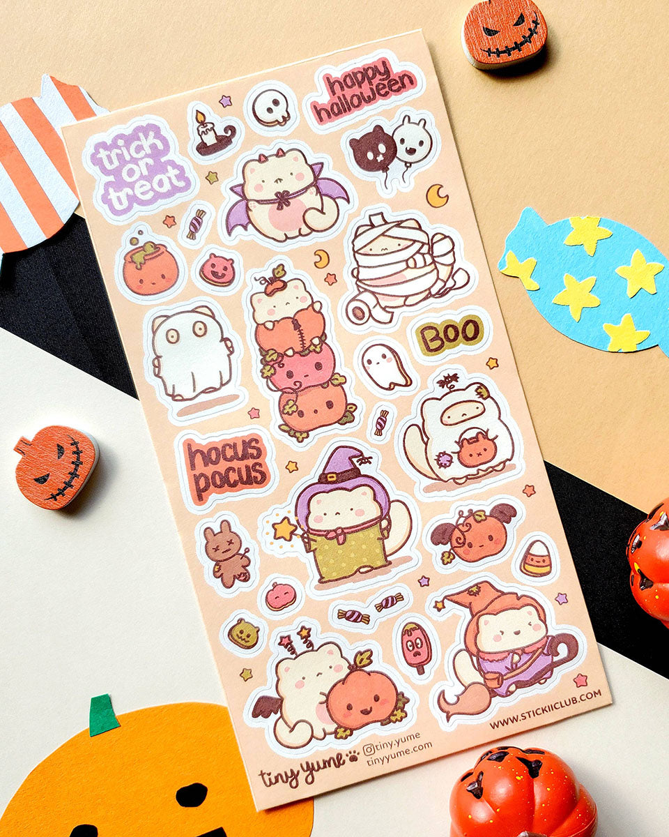 Yume’s Spooky Kawaii Halloween Adventure 27 Sticker Sheet - Art by Tiny Yume