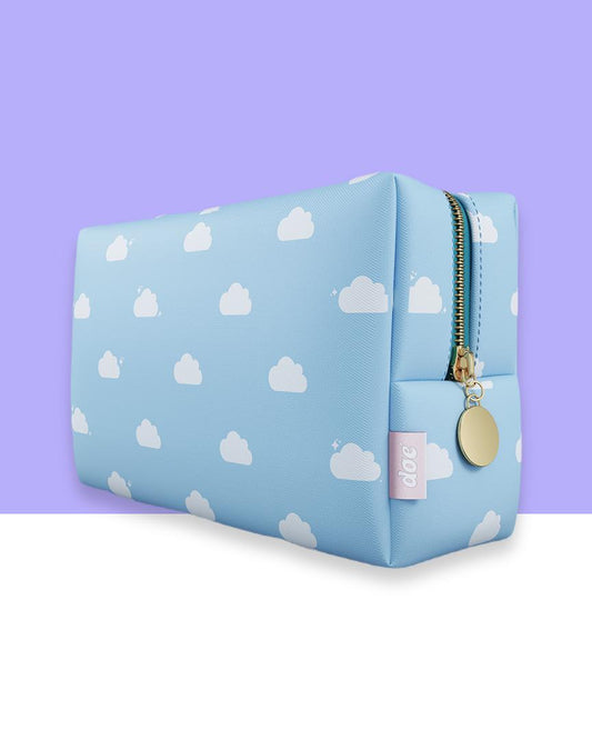 Doe Blue & White Clouds Makeup & Planner Travel Bag - 6.3" x 4.5" x 2.3"