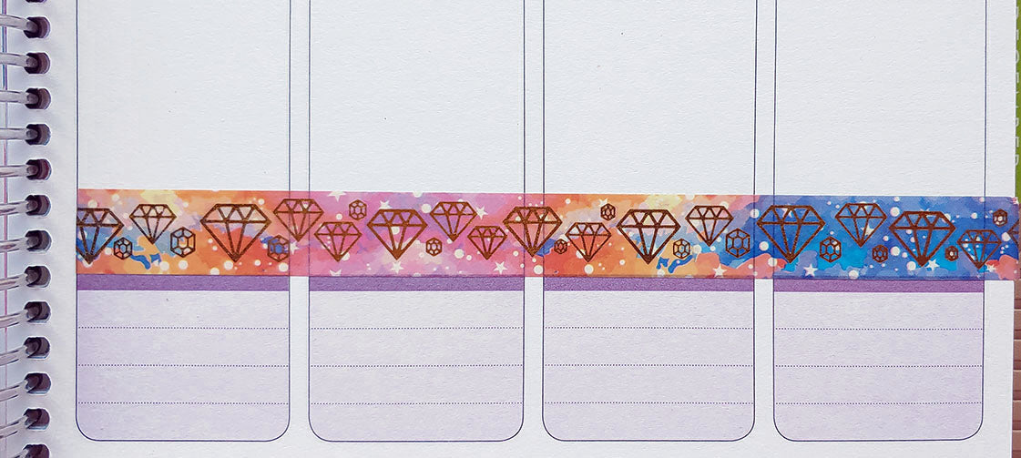 Gorgeous Nebula Washi Tape with Gold-toned Foil Diamond Imprints