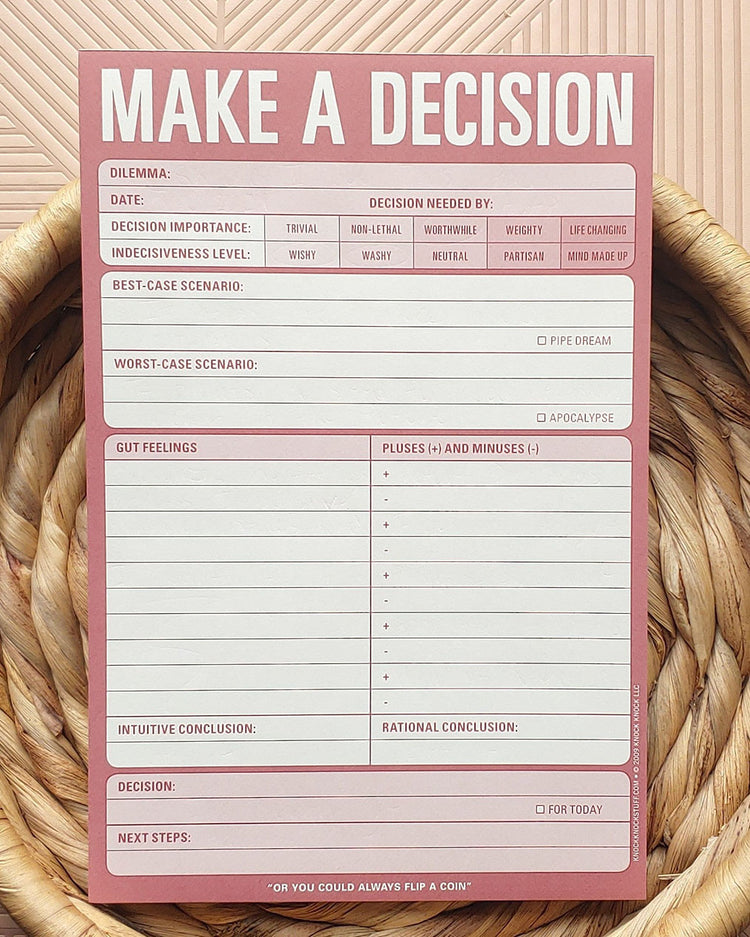 Make A Decision Pros & Cons Notepad