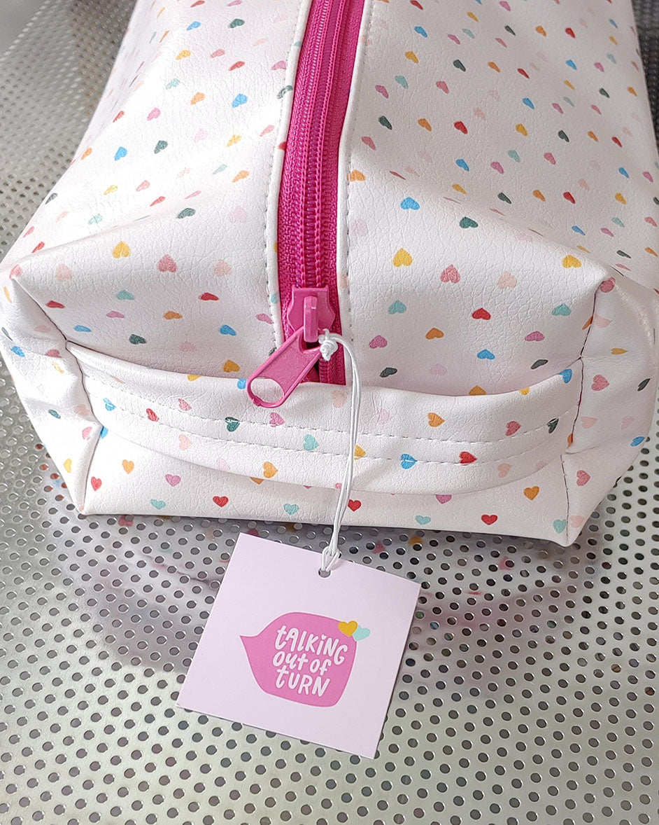 Tiny Hearts Doppelgangers White Toiletry & Cosmetic Travel Bag