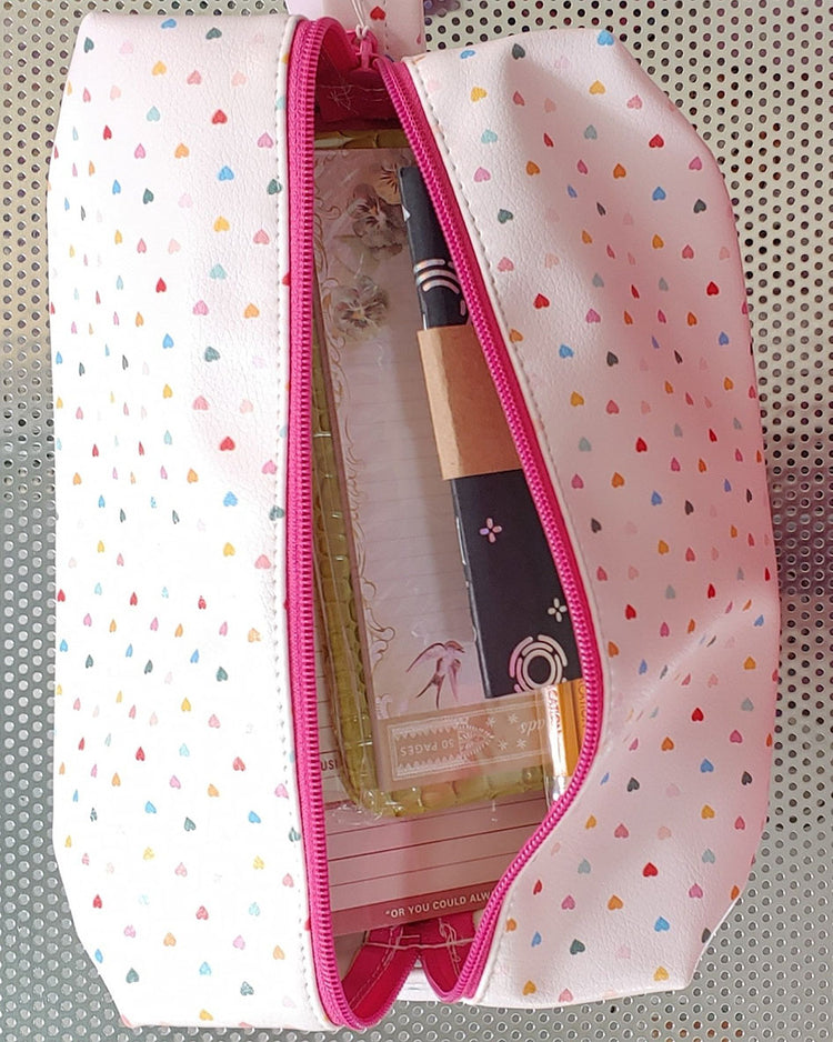 Tiny Hearts Doppelgangers White Toiletry & Cosmetic Travel Bag
