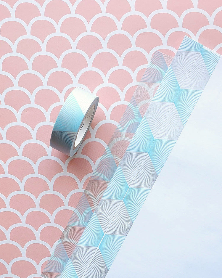 Line Gradation Silver and Blue Washi Tape