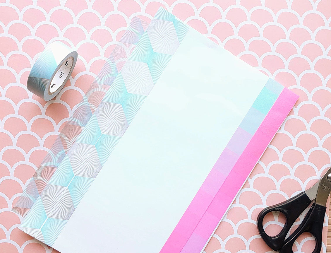 Line Gradation Silbernes und blaues Washi Tape