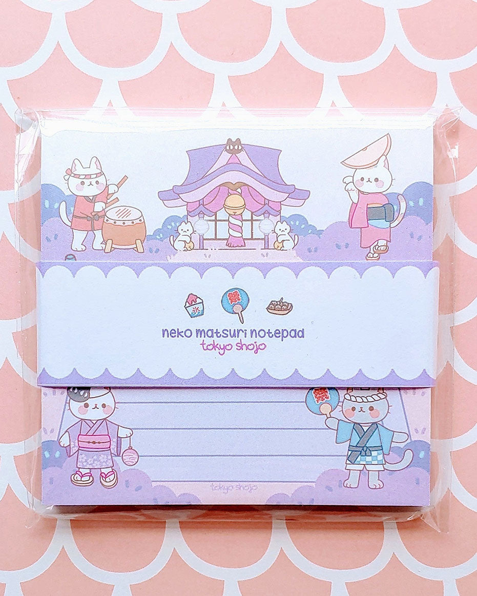 Neko Matsuri Kawaii Kitty Cat Square Notepad 3"x3"