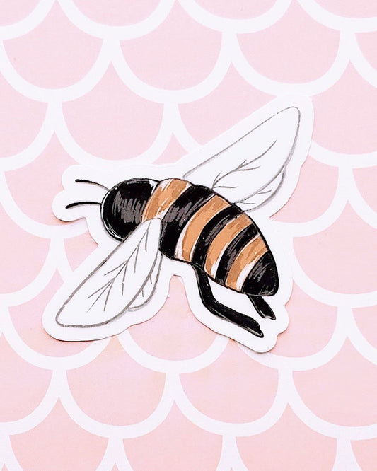 Honey Bee Vinyl Sticker with Clear Border