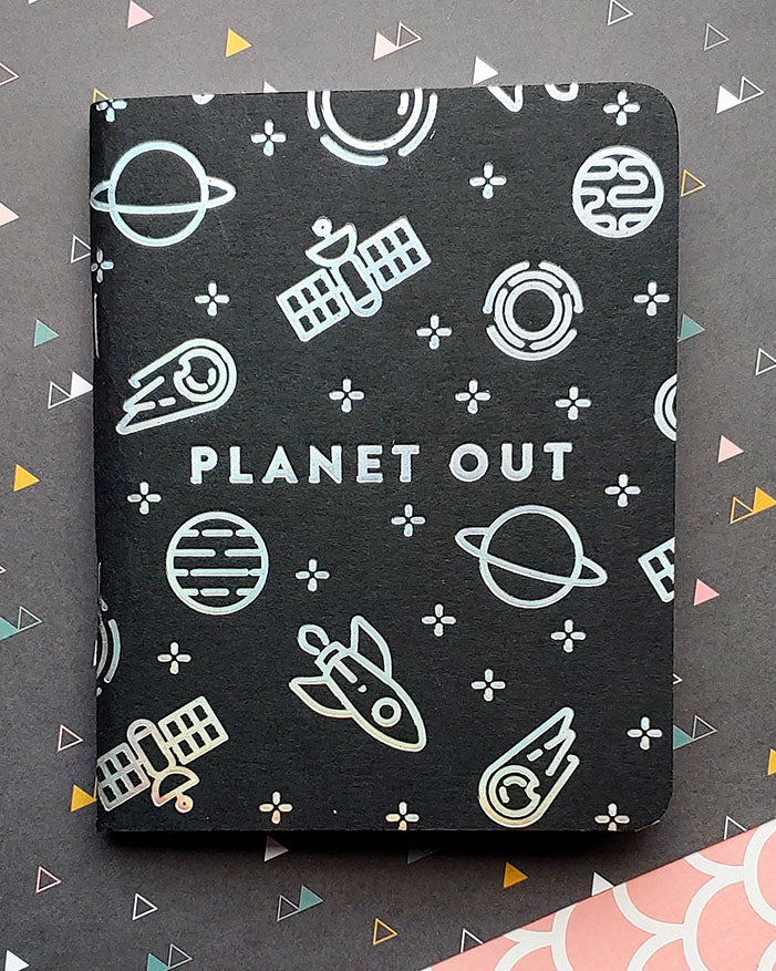 Black & Silver-toned "Planet Out" Notebook