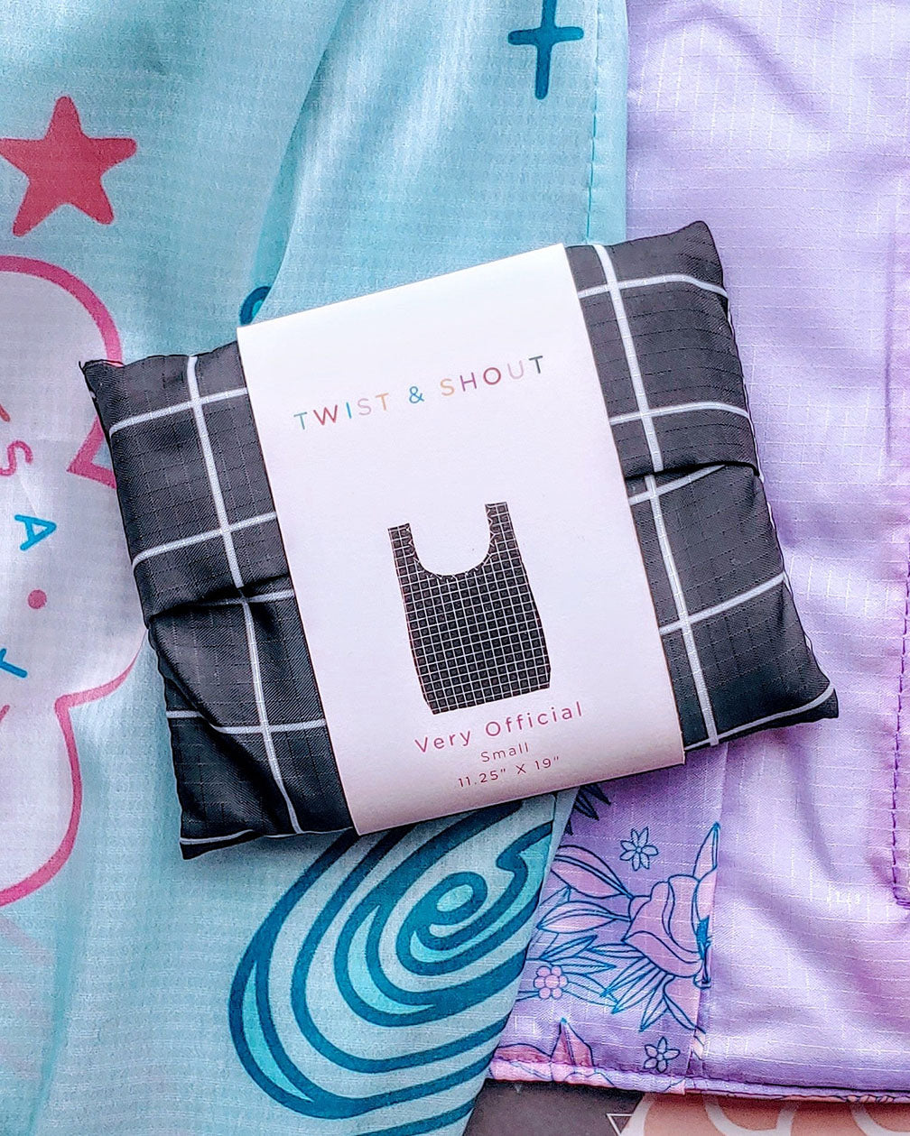 Twist and Shouts: Very Official Black Squares w/White Outline Reusable Foldable Tote