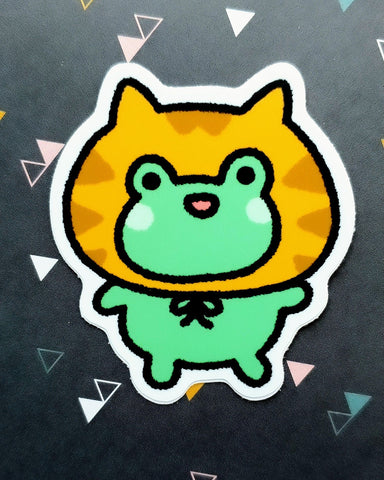 Frog in a Cat Costume Vinyl Sticker