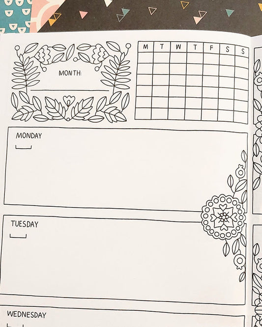 2-Monats-Kalender-Notizbuch zum Ausmalen und Journaling