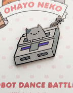 Game Console Cartridge Kitty Gray Enamel Pin