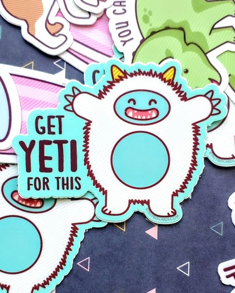 Get Yeti for This Punny Happy Yeti Matte Vinyl Sticker - 3"