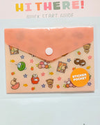 Coral and Peach Splash of Fruits Kawaii Sticker Storage Pocket w/Button Closure - 4.25" x 5.83"