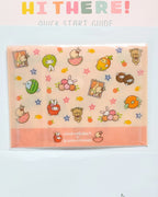 Coral and Peach Splash of Fruits Kawaii Sticker Storage Pocket w/Button Closure - 4.25" x 5.83"
