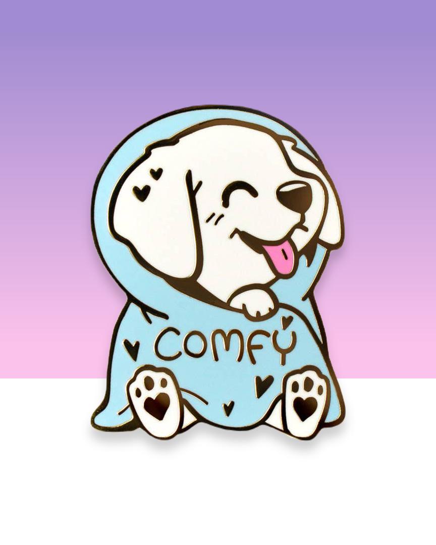 Comfy Blue Blanket Dalmatian Hard Enamel Pin - 1.38"