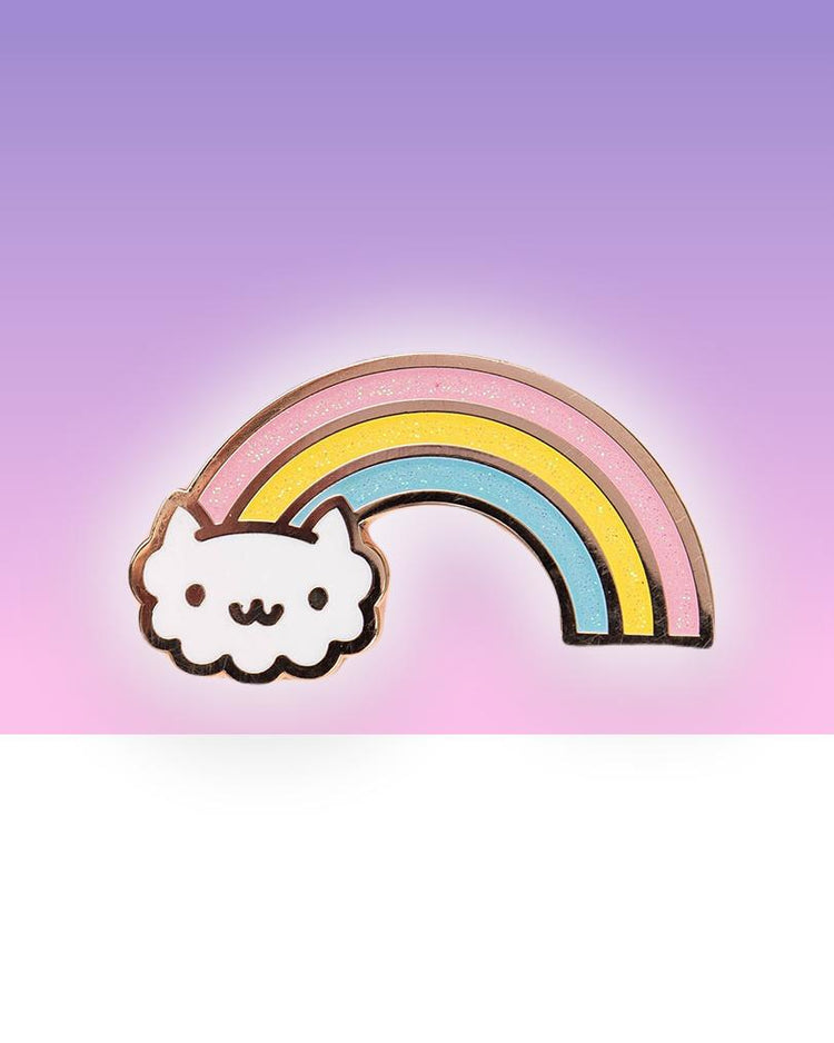 Wolke Kawaii Kätzchen Katze Regenbogen harter Emaille-Pin