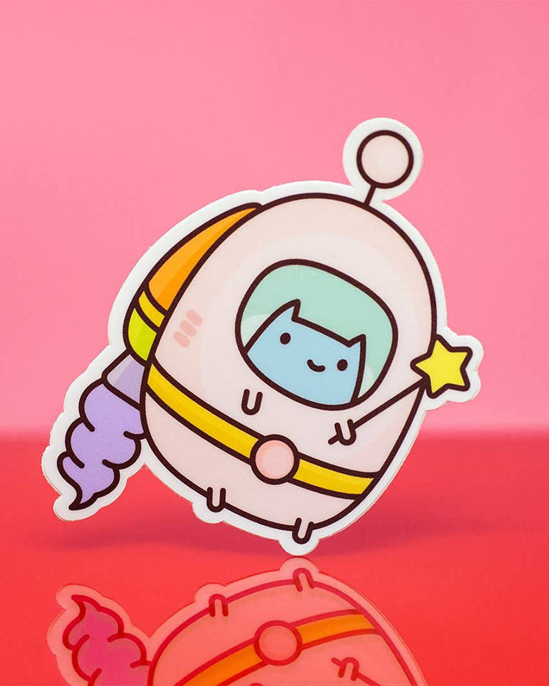 Commander Kitty Kawaii Katze Raumanzug Vinyl-Aufkleber