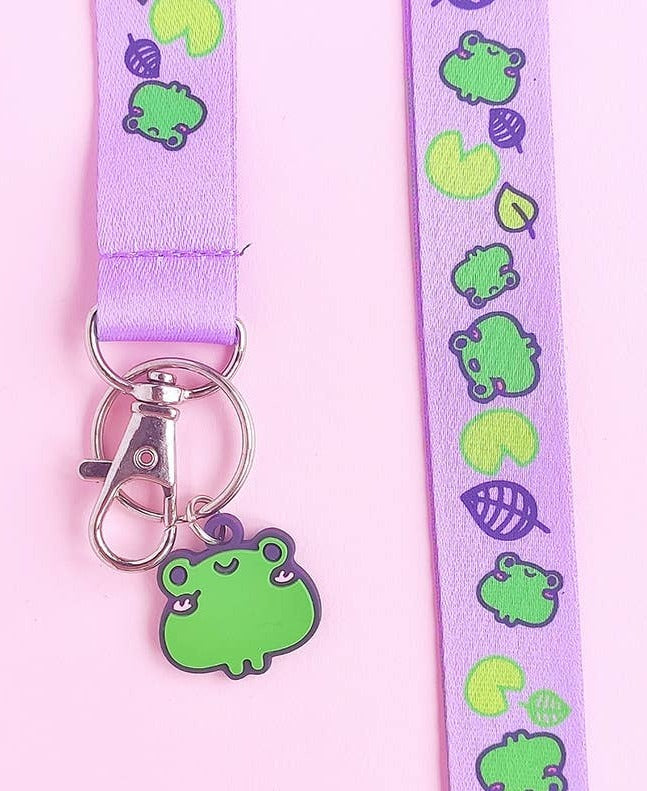 Kawaii Purple & Green Froggo Lanyard & Charm