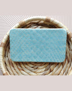 Cartera Plana Metálica Azul Claro