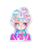 Sparkly Frappunicorn "Cute Cuties, The OG Cuties" Holographic Broken Glass Vinyl Sticker - 3"