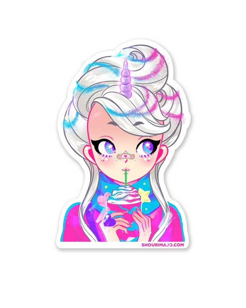 Sparkly Frappunicorn "Cute Cuties, The OG Cuties" Holographic Broken Glass Vinyl Sticker - 3"