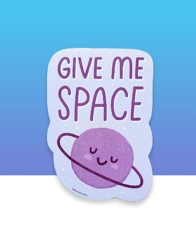 "Give Me Space" Purple Kawaii Saturn Vinyl Sticker