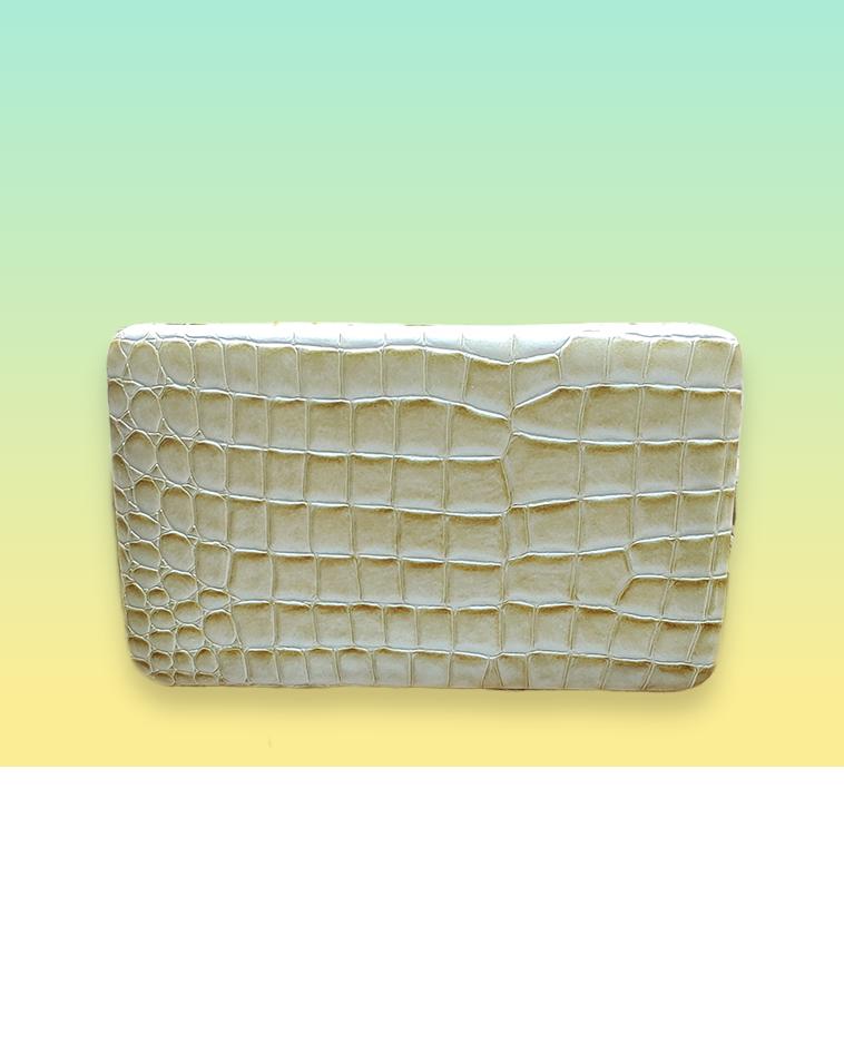 Embossed Gold-toned Metallic Flat Wallet