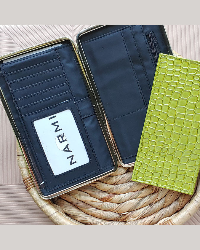 Light Green Metallic Flat Wallet