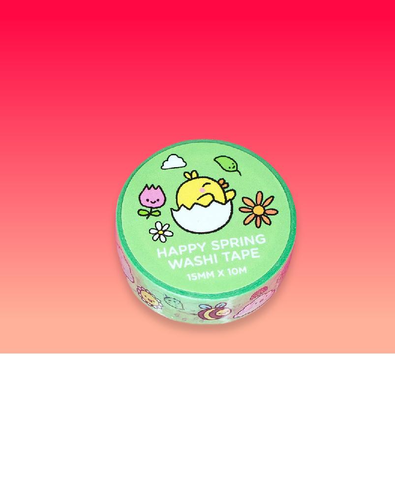 Fröhliche Frühlingsblumen und Tiere Kawaii Washi Tape