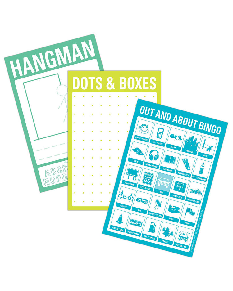 Mini Travel Game Pad – Hangman, Bingo, Dots &amp; Boxes