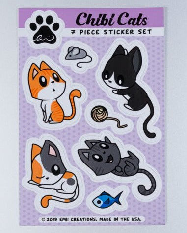Chibi Cats Vinyl Sticker Sheet