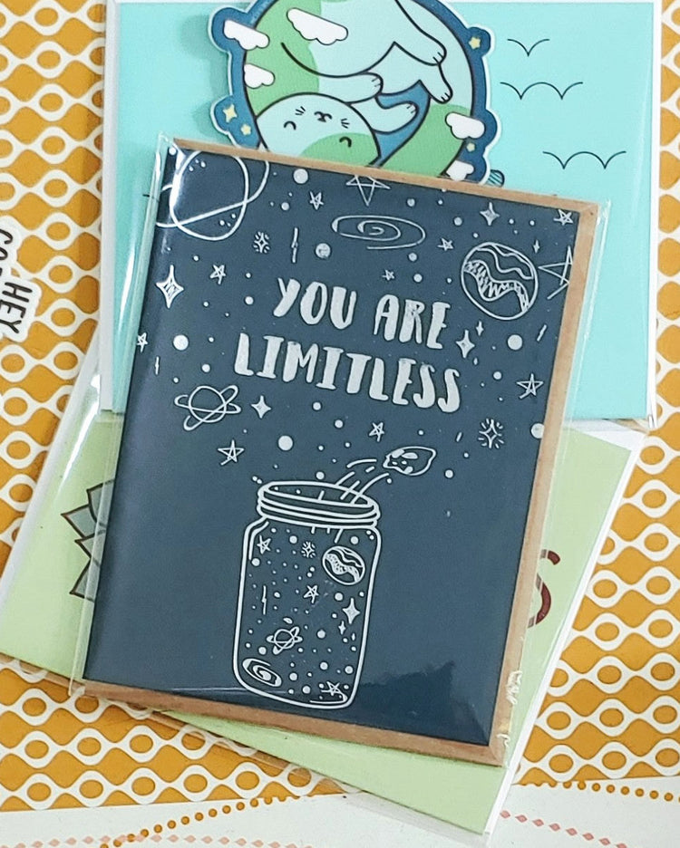 "You Are Limitless" Space in a Mason Jar Greeting Card